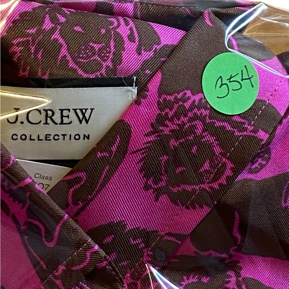 J.Crew Collection silk shirt sleepy lions Fuchsia Women’s Size 6 NWT - Picture 16 of 16